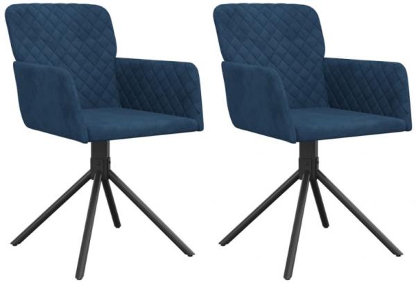 Esszimmerstühle 2 Stk. Drehbar Blau Samt, Drehbar [344789]