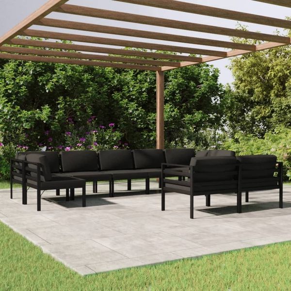 vidaXL 9-tlg. Garten-Lounge-Set mit Kissen Aluminium Anthrazit 3107818