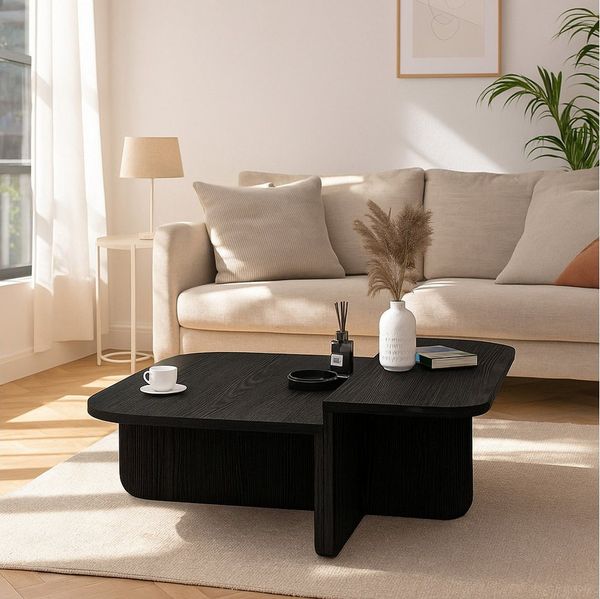 moebel17 Couchtisch moebel17 Couchtisch 90x90 cm Travertin-Optik 2er Set Beige (Packung, 1-St, Besteht aus 1 Couchtisch), Pflegeleichte Oberfläche, Granitoptik