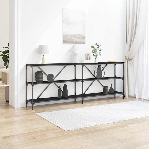 vidaXL Konsolentisch mit Regal Schwarz Eichen-Optik 200 x 30 x 75 cm 863447