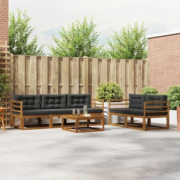 IKAYAA Gartenmöbel-Set aus Holz – Sofagarnitur im Eckdesign für den ganzjährigen Einsatz im Freien