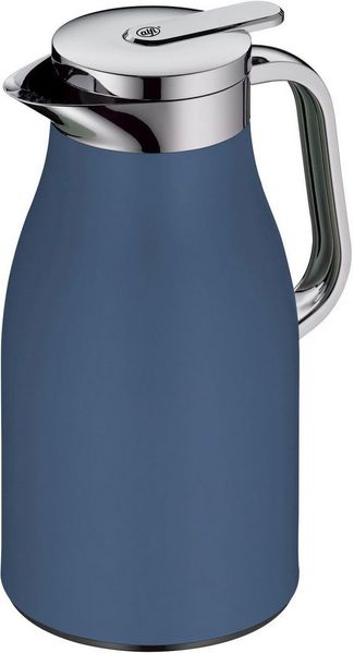 alfi SKYLINE 1,0l, deep water, Edelstahl-Isolierkanne mit hygienischem Hartglaseinsatz, Drehverschluss mit bequemer Drucktaste, ergonomischer Griff, ideal als Kaffeekanne, Teekanne, BPA-frei
