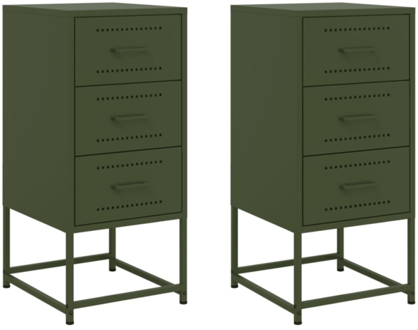 vidaXL Nachttische 2 Stk. Olivgrün 36x39x78 cm Stahl 846587