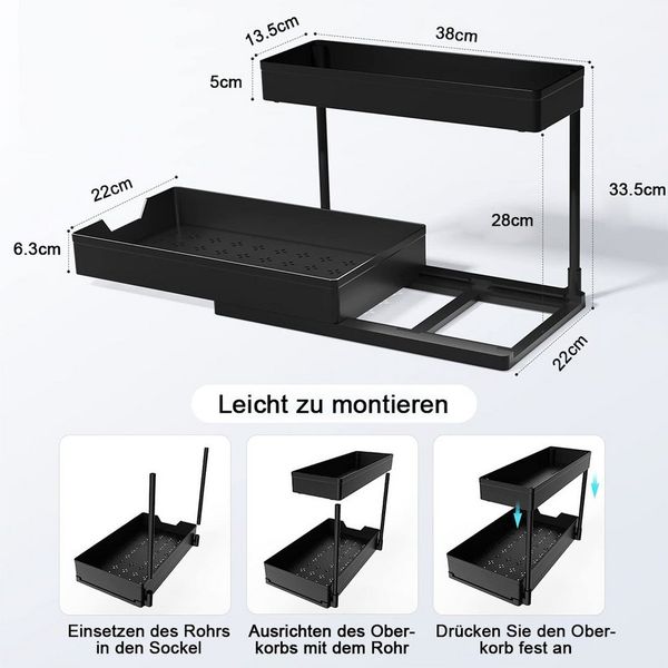 TUWENA Ablageregal 2 Etagen Unter Waschbecken Regal Spülschrank Organizer