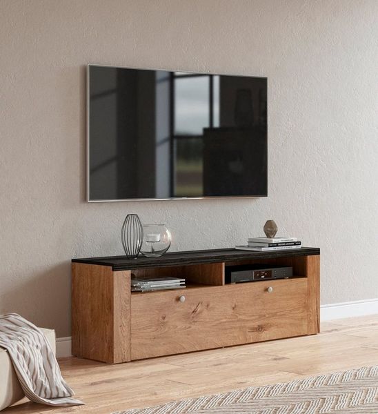 Home affaire Lowboard Larona, zeitloses TV Board mit 1 Klappe und 2 offenen Fächern, Breite 140 cm, Fernsehbank, viel Stauraum, dekorative Rahmenoptik