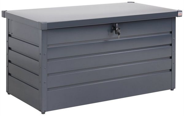 Gardebruk Gartentruhe aus pulverbeschichtetem Metall, 360L, abschließbar, grau, 120 x 62 x 63 cm