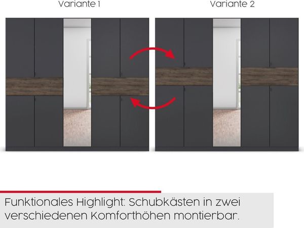 rauch Drehtürenschrank Kleiderschrank Schrank Garderobe Wäscheschrank TICAO mit 2 Schubladen die in der Höhe variabel positioniert werden können MADE IN GERMANY Bild 4