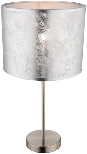 Tischlampe, Textil-Schirm, Silber-Metallic, H 50 cm, AMY I
