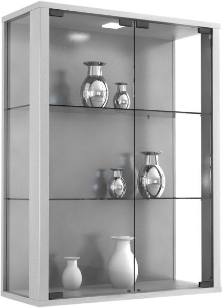 Vitrinenschrank Glas Wandschrank Vitrine Sammlervitrine Hängeschrank silber