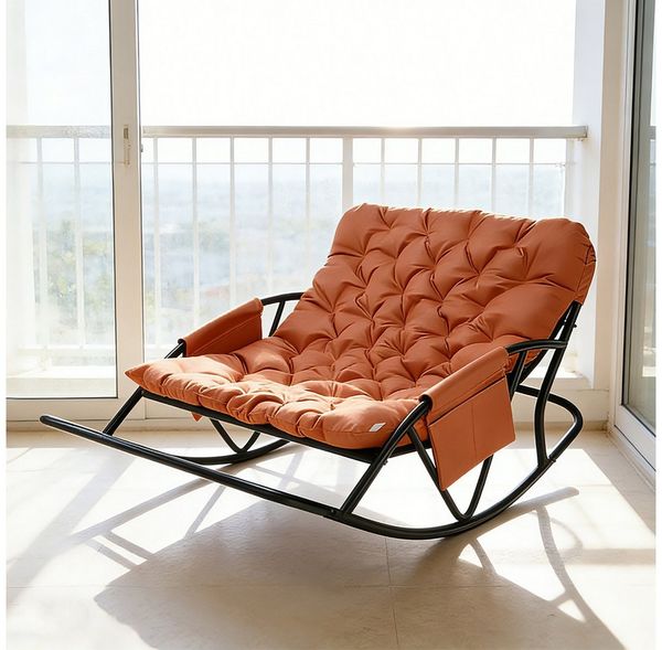 HomeMiYN Schaukelsessel Doppelschaukelstuhl Metall Relaxstuhl –Outdoor & Indoor Schaukelsessel