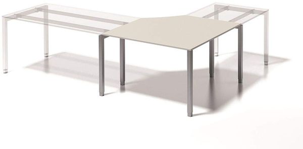 BISLEY Cito Verkettungsplatte, 740 mm höhenfixes U-Gestell, 5-Eck H 19 x B 1200/1200 x T 800 mm, Metall, Gw355 Dekor Grauweiß, Gestell Silber, 80 x 122 x 74 cm
