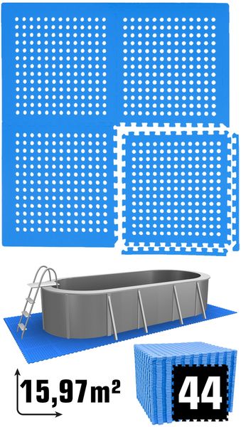16m² Poolunterlage 44 Poolmatten 62x62cm in Blau