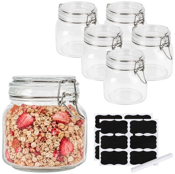 relaxdays Einmachglas Einmachgläser 6er Set 750 ml, Glas