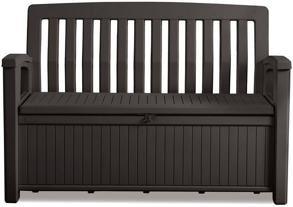 Dmora Aufbewahrungstruhe für draußen Goderich, Gartenbox, Outdoor-Truhe, Stauraumbank für außen, 133x61 h89 cm, Anthrazit