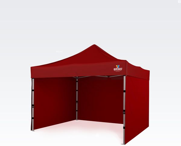 Premium Gartenpavillon 3 x 3 m Wasserdicht Aluminium | Höchste Beständigkeit - mit 3 Wänden - Rot