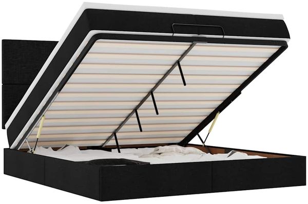 vidaXL Ottoman-Bett mit Matratzen & LEDs Schwarz 200x200 cm Stoff 3313950 Bild 2