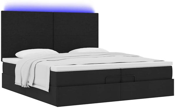 vidaXL Ottoman-Bett mit Matratzen & LEDs Schwarz 200x200 cm Stoff 3313950 Bild 6