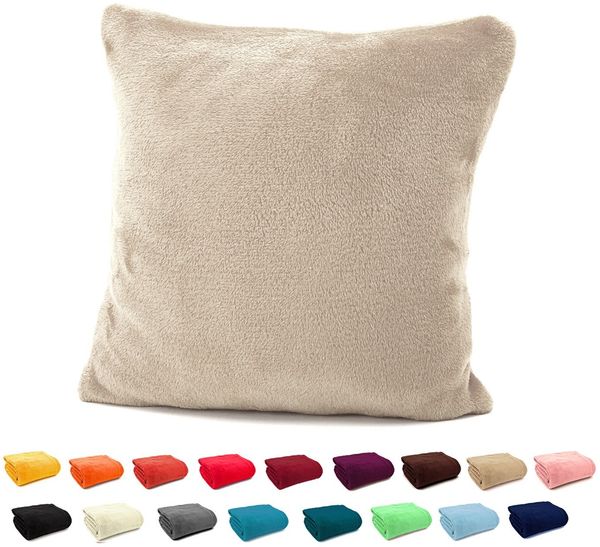 heimtexland Dekokissen Flanell Soft Kuschelkissen Plüsch Kissenbezug, super weich und flauschig, Allergiker geeignet, atmungsaktiv