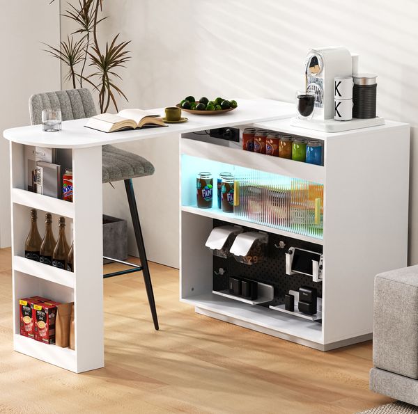 Sideboard aus MDF mit LED-Beleuchtung & USB-Anschluss, 120 x 50 x 95,5 cm, Weiß