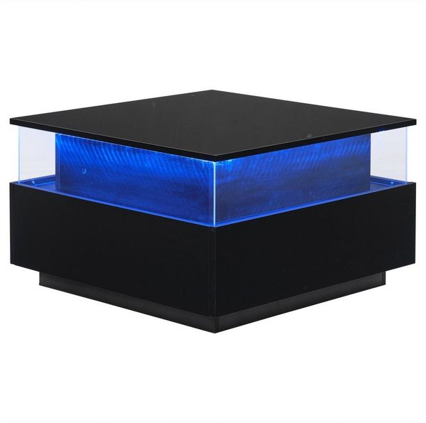 Thanaddo Couchtisch Modernes Hochglanz-LED-Couchtisch Kaffeetisch,ideal für Wohnzimmer