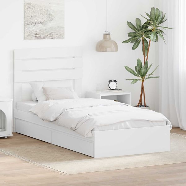 vidaXL Aufbewahrungsbett mit Kopfteil Weiß 75 x 190 cm Holzwerkstoff 3411604