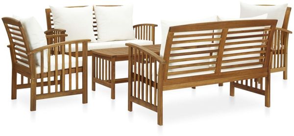 vidaXL 5-tlg. Garten-Lounge-Set mit Auflagen Massivholz Akazie 3057977