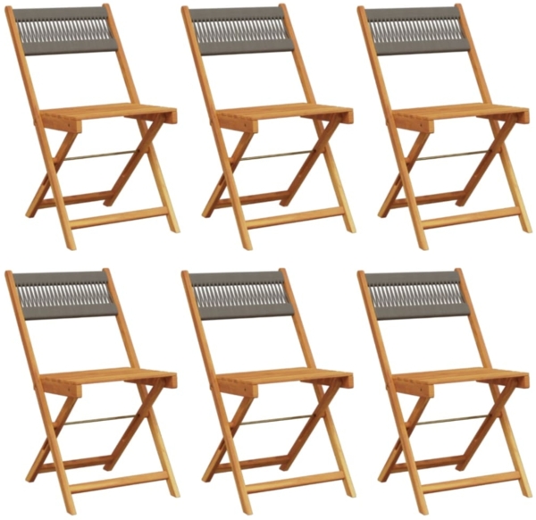 vidaXL Gartenstühle 6 Stk. Klappbar Grau Massivholz Akazie 3214605