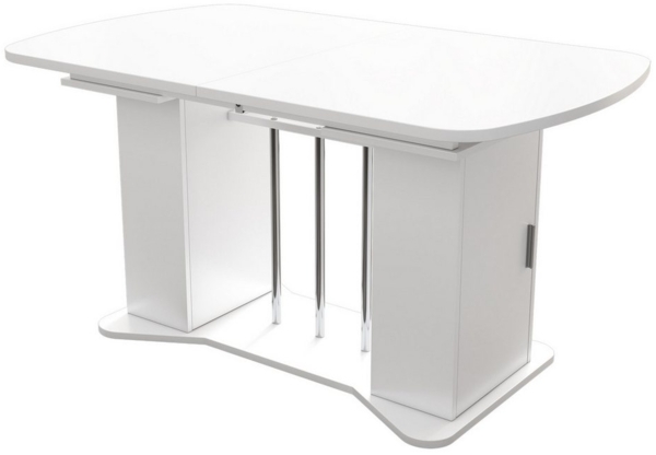 HAUSS SPOLE Esstisch Ausziehbarer Esstisch 120/160 x 80 cm mit Stauraum, Metallbeine, weiß (Wohnzimmertisch, Schreibtisch, Küchentisch, 1-St, mit versilberte Metallbeine), Ausziehbarer Esstisch 120/160 x 80 cm