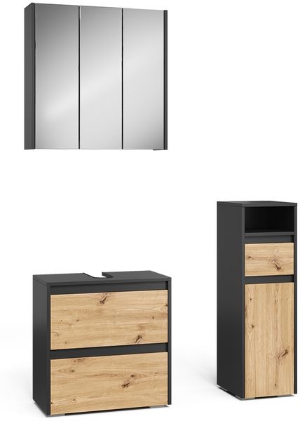 Badmöbel-Set Majest Anthrazit/Artisan 3 Teile Vicco