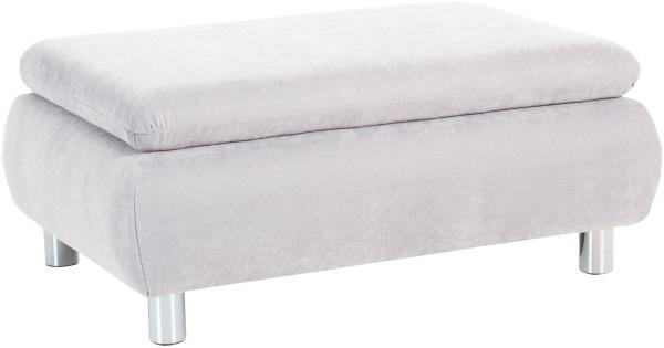 Hocker Kaye Bezug Veloursstoff Metallfuß verchromt / creme 23117