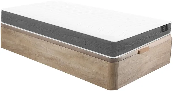 Vente-unique - ENOROS Mattress and bed base set StoffHolz, Platte BeigeWeiß - B 90 cm x H 30 cm x L 190 cm