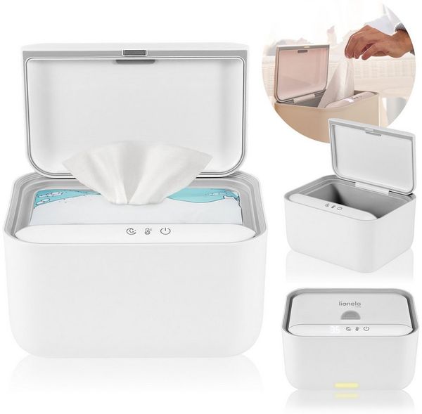 lionelo Feuchttücherbox BABYBLISS, Intuitives Touchpanel/Netzanschluss/Drei Modi/