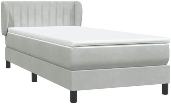 vidaXL Boxspringbett mit Matratze Hellgrau 80x210 cm Samt 3317673 Bild 3