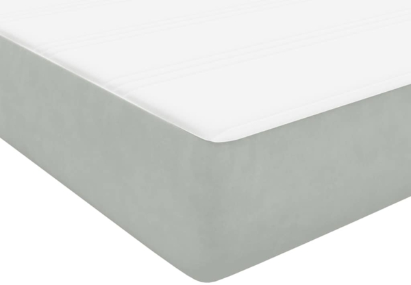 vidaXL Boxspringbett mit Matratze Hellgrau 80x210 cm Samt 3317673 Bild 8