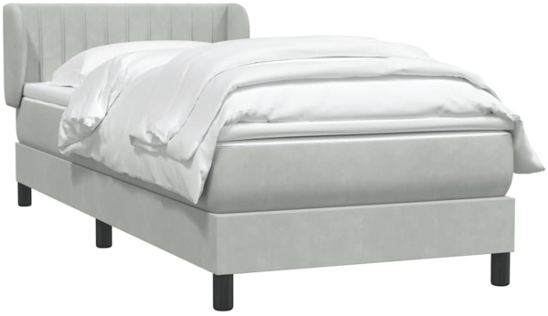 vidaXL Boxspringbett mit Matratze Hellgrau 80x210 cm Samt 3317673 Bild 2