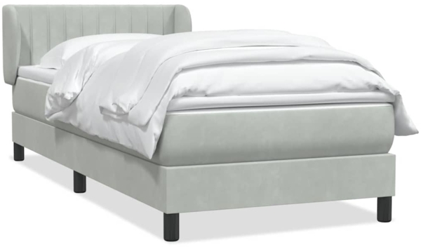 vidaXL Boxspringbett mit Matratze Hellgrau 80x210 cm Samt 3317673 Bild 1