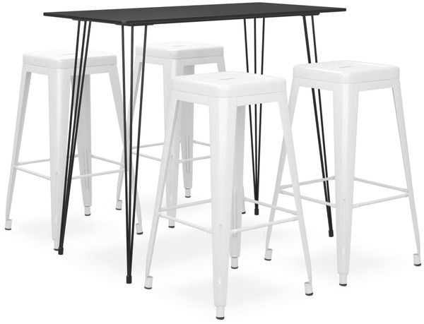 vidaXL 5-tlg. Bar-Set Schwarz und Weiß [3057374]