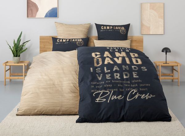 CAMP DAVID Wendebettwäsche Jerre, Renforcé, 2 teilig, NEUHEIT! Bettwäsche ab 135x200 cm, mit Schriftzug