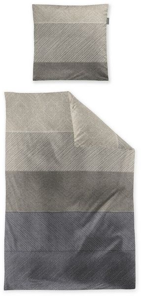 Irisette Feinbiber Bettwäsche Koala 135x200 Streifen beige grau silber 8430-80