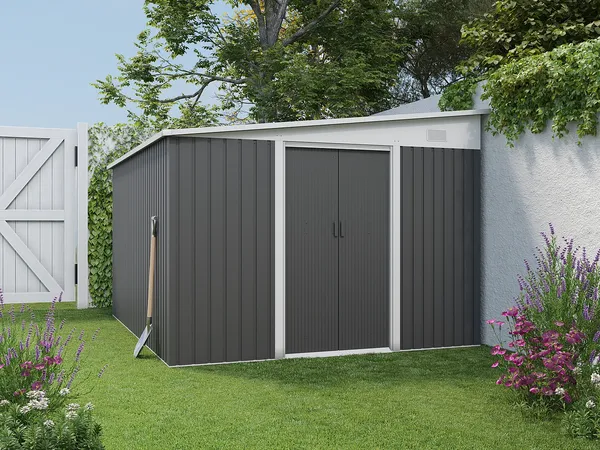 Vente-unique - DAXTON Gartenhaus Metall Grau - B 334 cm x H 168 cm x L 269 cm