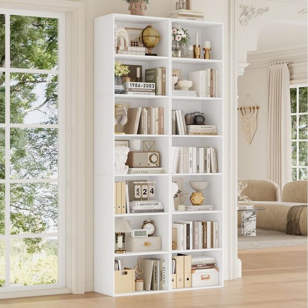 Homfa Bücherregal Regal mit 7 Fächern, 220cm Bücherschrank Standregal, verstellbare Ablagen