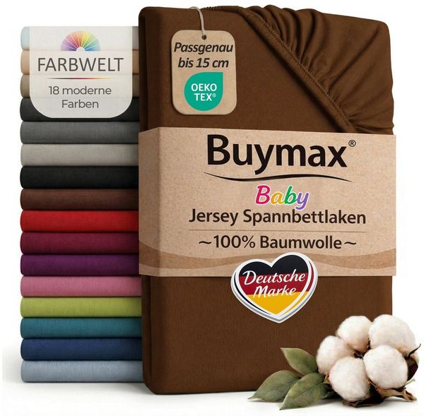 Buymax Spannbettlaken Babybett Kinderbett 60x120 cm 70x140 cm, Jersey 100% Baumwolle, Gummizug: Rundumgummi, (1 Stück), bis 15 cm Matratzenhöhe, weich, atmungsaktiv, hautfreundlich