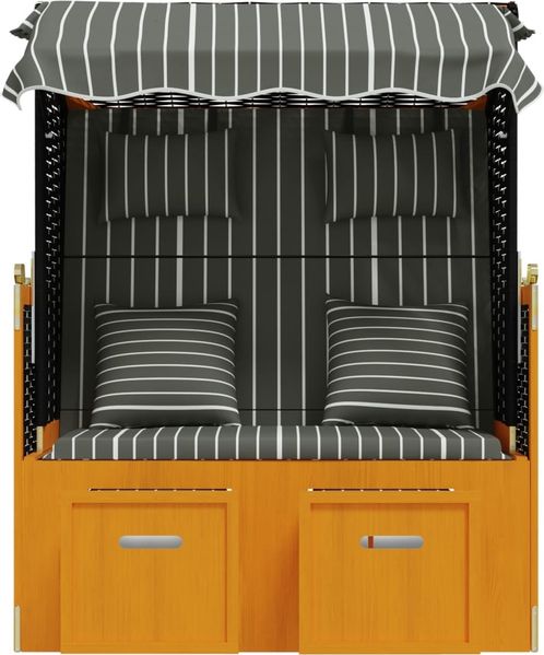 vidaXL Strandkorb mit Kissen Poly Rattan & Massivholz Schwarz & Grau 318666 Bild 5
