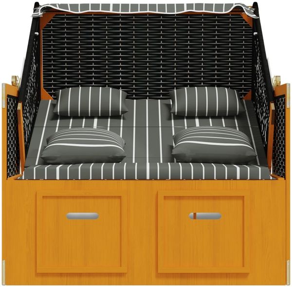 vidaXL Strandkorb mit Kissen Poly Rattan & Massivholz Schwarz & Grau 318666 Bild 7