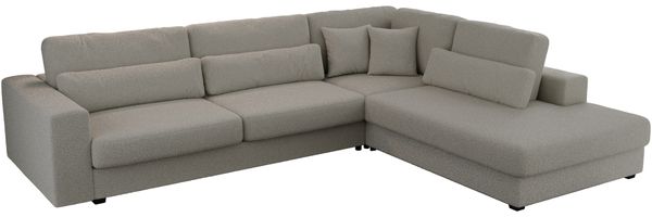 Freistehendes Ecksofa mit lose Kissen, L-form - SAVONA - rechts - Grau Boucle Bild 6