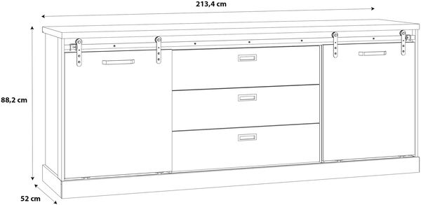 Kommode >Kaszimiro< in braun,schwarz - 213,4x88,2x52cm (BxHxT) Bild 6