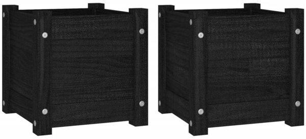 vidaXL Pflanzkübel 2 Stk. Schwarz 31x31x31 cm Massivholz Kiefer 810531