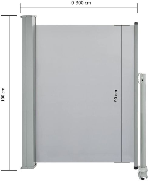 vidaXL Ausziehbare Seitenmarkise 100x300 cm Grau 45186 Bild 9