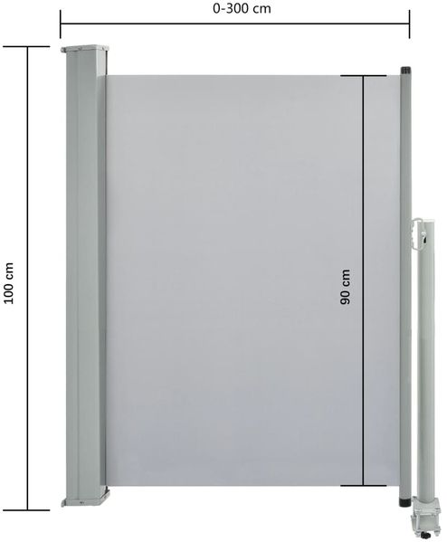 vidaXL Ausziehbare Seitenmarkise 100x300 cm Grau 45186 Bild 8