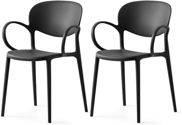 Connubia, 2 Stühle Abby, recyceltes Polypropylen, 100% schwarz matt